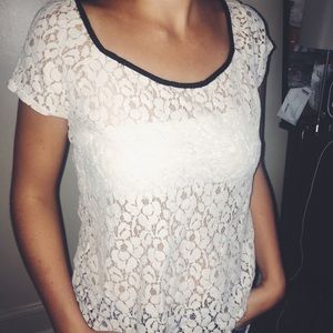 Lace Blouse with a Black Accent